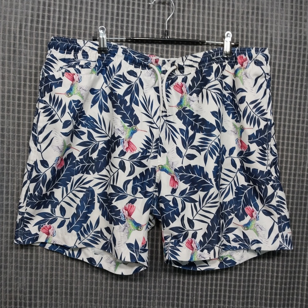 Trunks Surf & Swim Co Mens Swim Trunks Hummingbird Tropical Large White Navy